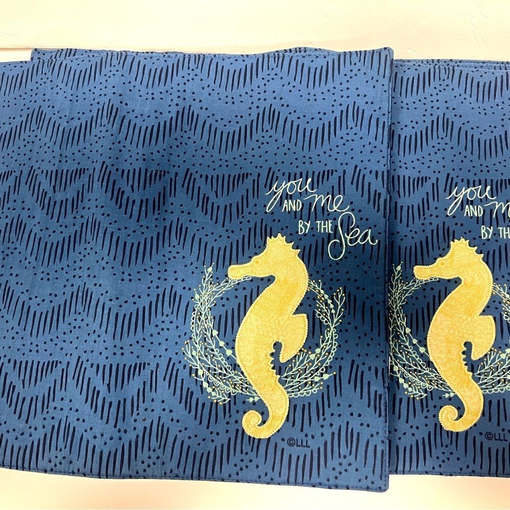 Six cotton placemats with seahorse “ you and me by the sea”